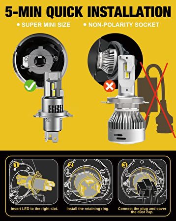 Fahren H4 New Forenner 120W 24000 Lümen 6500K Mini Boy LED Ampül