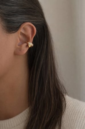 Çelik Rose Gold Taşlı Earcuff Küpe -kararma Yapmaz-
