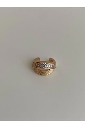 Çelik Rose Gold Taşlı Earcuff Küpe -kararma Yapmaz-