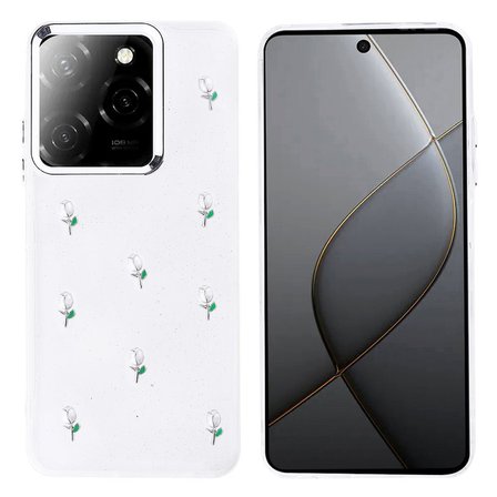 Gpack İnfinix Hot 40 uyumlu Kılıf Kenarlar Airbagli Simli Şeffaf Kutup Kapak