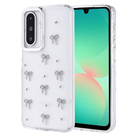 Gpack Samsung Galaxy A26 uyumlu Kılıf Kenarlar Airbagli Simli Şeffaf Kutup Kapak