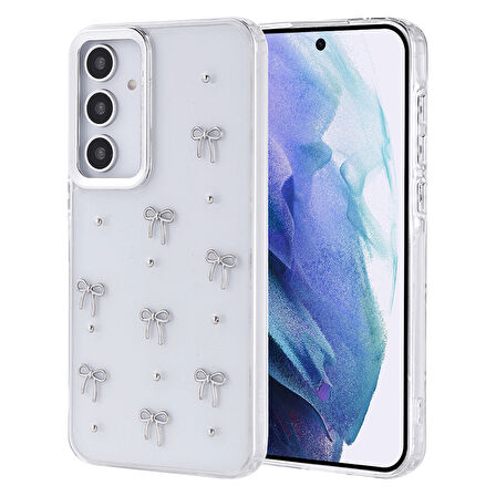 Gpack Samsung Galaxy A55 uyumlu Kılıf Kenarlar Airbagli Simli Şeffaf Kutup Kapak