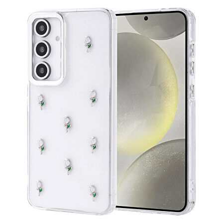 Gpack Samsung Galaxy S24 FE uyumlu Kılıf Kenarlar Airbagli Simli Şeffaf Kutup Kapak