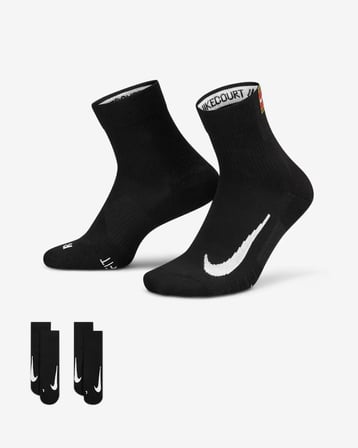 NikeCourt Multiplier Max CU1309-010 Tenis Bilek Çorapları (2 Çift) - Siyah