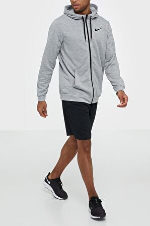 Nike Dri-Fit Full Zip Training Hoodie Gri Erkek Spor Sweatshrirt 