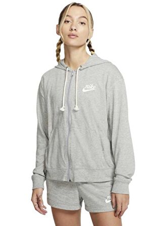 Nike Sportswear Vntg Standart Kesim Günlük Kadın Gri Kapüşonlu Sweatshrit