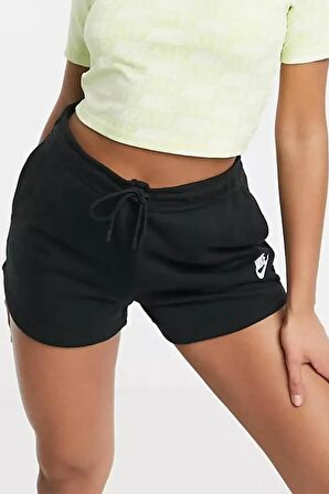 Nike Essantial Nsw Standart Kesim Siyah Kadın Günlük Stil Spor Şort 