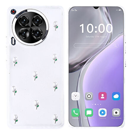 Gpack Tecno Camon 30 uyumlu Kılıf Kenarlar Airbagli Simli Şeffaf Kutup Kapak