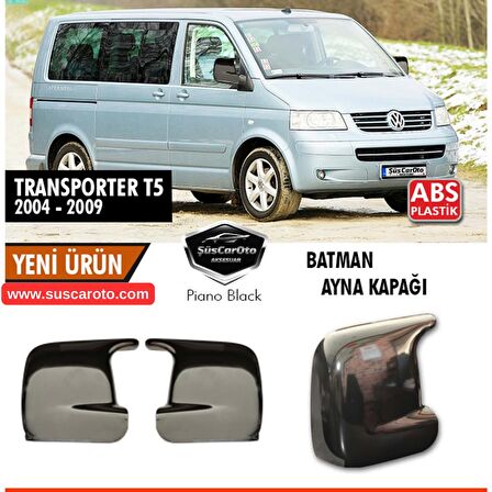 Vw Transporter T5 2004-2009 Uyumlu Batman Yarasa Ayna Kapağı Piano Black ABS Plastik