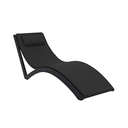 Omnipazar TRK-087 Siesta Minderli Yastıklı Lüks Ergonomik Slim Şezlong  Siyah