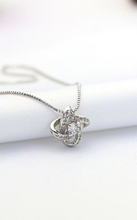 Helezon Zirkon Taşlı Gümüş Kolye