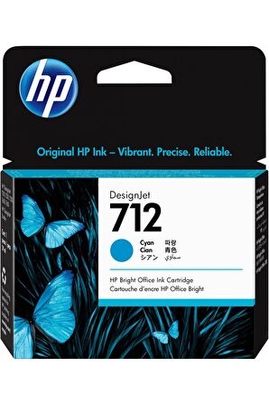 HP 712 Cyan Mavi 29ML 3Lü Paket Plotter Kartuşu 3ED77A