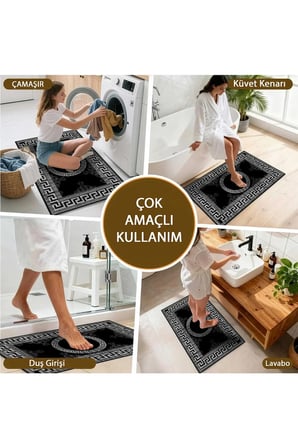 Banyo Paspası, Yumuşak Banyo Halısı, Kaymaz Dot Tabanlı, Yıkanabilir - 60x100