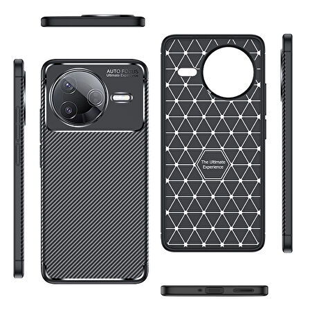 Gpack Xiaomi Poco F7 Ultra uyumlu Kılıf Negro Karbon Görünümlü Silikon