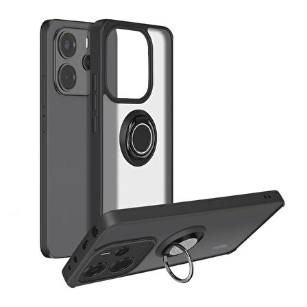 Gpack Xiaomi Redmi Note 14 uyumlu Kılıf Montreal Yüzüklü Mıknatıslı Kamera Korumalı Silikon