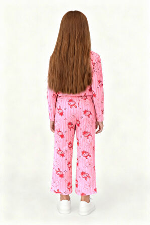 KIZ ÇOCUK PİJAMA ALTI BELİ LASTİKLİ TAVŞAN BASKILI