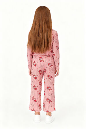 KIZ ÇOCUK PİJAMA ALTI BELİ LASTİKLİ TAVŞAN BASKILI