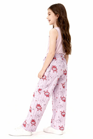 KIZ ÇOCUK PİJAMA ALTI BELİ LASTİKLİ TAVŞAN BASKILI