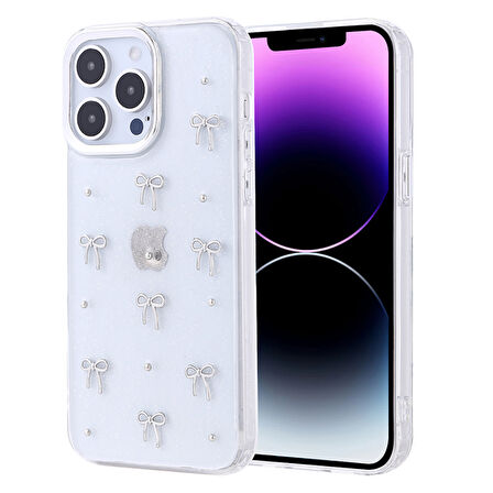 Gpack iPhone 14 Pro Max uyumlu Kılıf Kenarlar Airbagli Simli Şeffaf Kutup Kapak