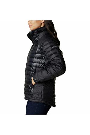 Columbia Wk2022 Dik Yaka Normal Kalıp Çizgili Siyah Kadın Mont