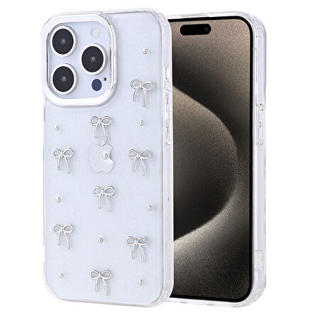 Gpack iPhone 15 Pro uyumlu Kılıf Kenarlar Airbagli Simli Şeffaf Kutup Kapak