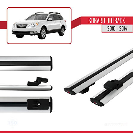 Subaru Outback 2010-2014 Arası ile Uyumlu BASIC Model Ara Atkı Tavan Barı Gri 2 Adet