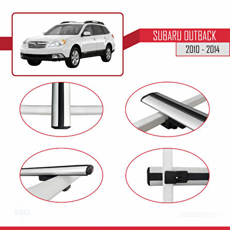 Subaru Outback 2010-2014 Arası ile Uyumlu BASIC Model Ara Atkı Tavan Barı Gri 2 Adet