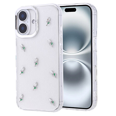 Gpack iPhone 16 Plus uyumlu Kılıf Kenarlar Airbagli Simli Şeffaf Kutup Kapak