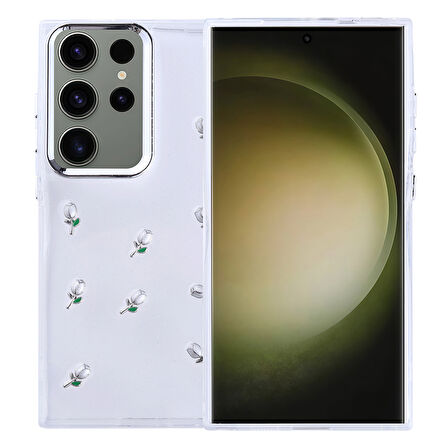 Gpack Samsung Galaxy S25 Ultra uyumlu Kılıf Kenarlar Airbagli Simli Şeffaf Kutup Kapak