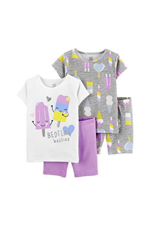 Carter's Küçük Kız Çocuk Dondurma Desenli 4'lü Pijama 2k552110