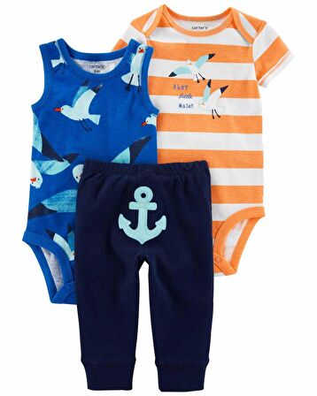 Carter's Layette Erkek Bebek 3'lü Set Kuş Mavi
