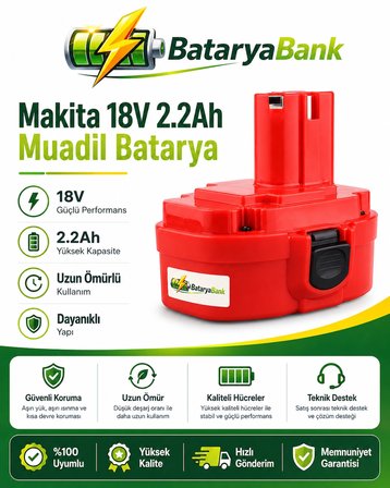 BataryaBank Makita 18V 2.2Ah 2200mAh Ni-Cd Muadil Matkap Bataryası