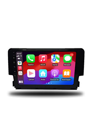 Honda Civic FC5 2016-2020 Uyumlu Android Multimedya + CarPlay + 4GB RAM + 64GB Hafıza