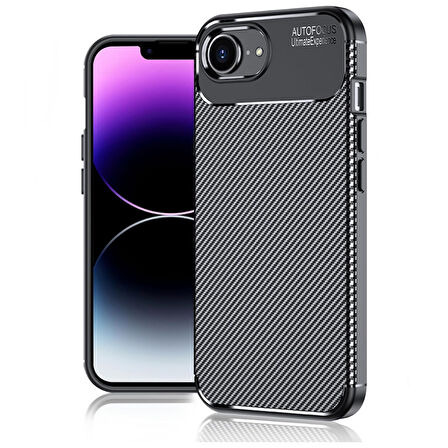 Gpack iPhone 16E uyumlu Kılıf Negro Karbon Görünümlü Desenli Silikon