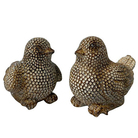 Uretti - Okay 5711 1260 Yaldızlı Kuşlar Dekoratif İkili Set Biblo