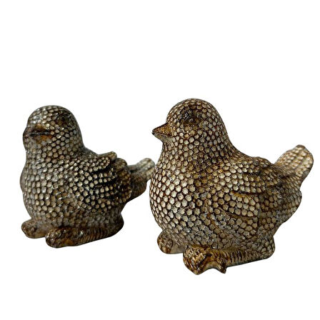 Uretti - Okay 5711 1260 Yaldızlı Kuşlar Dekoratif İkili Set Biblo