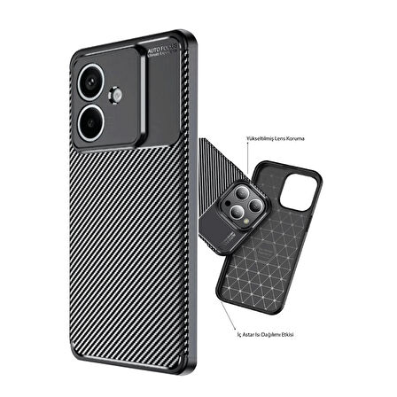 Gpack Oppo A3 uyumlu Kılıf Negro Karbon Görünümlü Silikon
