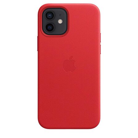Apple iPhone 12 Pro Max Leather Case Kırmızı Magsafe