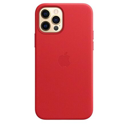 Apple iPhone 12 Pro Max Leather Case Kırmızı Magsafe