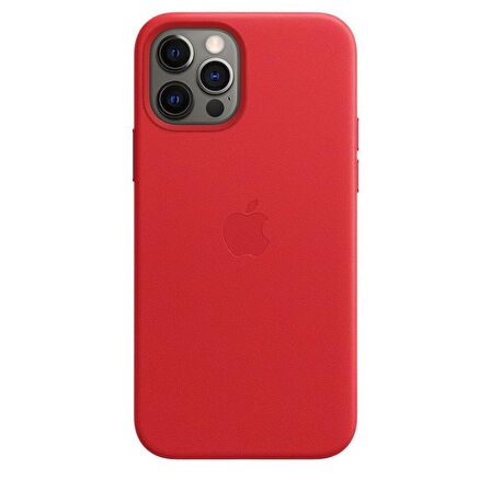 Apple iPhone 12 Pro Max Leather Case Kırmızı Magsafe