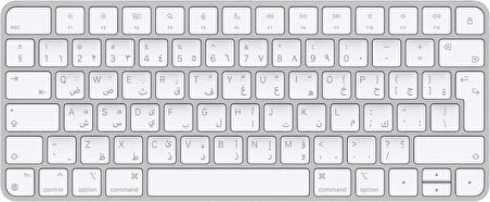 Apple Magic Keyboard: Bluetooth, şarj edilebilir. Mac, iPad ve iPhone ile çalışır; Arapça, Gümüş Rengi (USB-C)