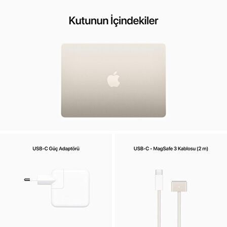 Apple MacBook Air 13'' M2 Çip 8 Çekirdekli CPU 10 Çekirdekli GPU 8 GB Bellek 512GB SSD Yıldız Işığı - MLY23TU/A