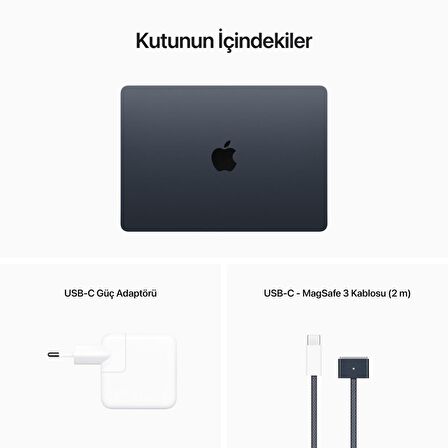 Apple MacBook Air 13.6 Dahili Ekran Kartı Paylaşımlı 8 GB DDR5 512 GB 13 inç QHD+ macOS Notebook Dizüstü Bilgisayar