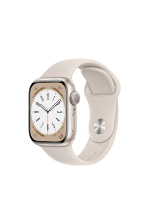 Apple Watch Series 8 GPS 41mm Yıldız Işığı Alüminyum Kasa ve Spor Kordon Akıllı Saat