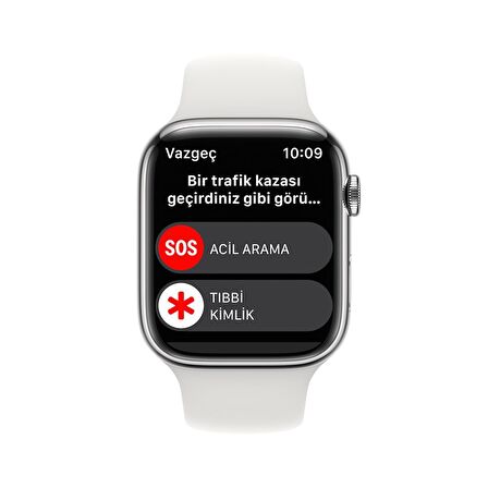 Apple Watch Series 8 GPS 45mm Gümüş Rengi Alüminyum Kasa ve Spor Kordon Akıllı Saat