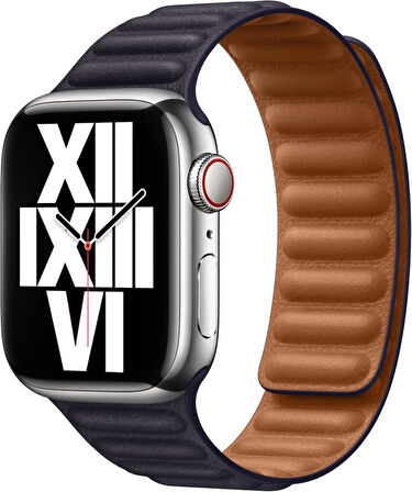 Apple Watch 45 mm Mürekkep Moru Baklalı Model Deri K - Outlet