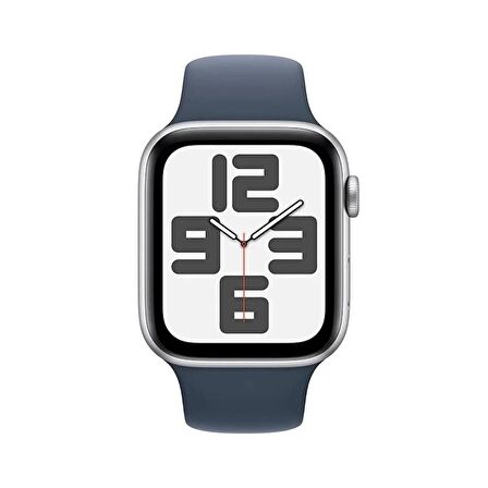 Apple Watch SE GPS 44mm Gümüş Rengi Alüminyum Kasa ve Fırtına Mavisi Spor Kordon - M/L - MREE3TU/A