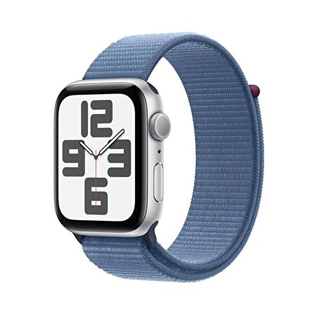 Apple Watch SE GPS 44mm Gümüş Rengi Alüminyum Kasa ve Buz Mavisi Spor Loop - MREF3TU/A