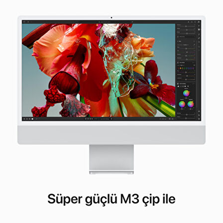 iMac 24 inç Retina 4.5K Display Apple M3 Çip 8 Çekirdekli CPU 8 Çekirdekli GPU 256GB SSD MQR93TU/A - Gümüş