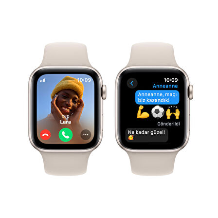 Apple Watch SE GPS + Cellular 44 mm Yıldız Işığı Alüminyum Kasa ve Yıldız Işığı Spor Kordon - M/L - MRGX3TU/A